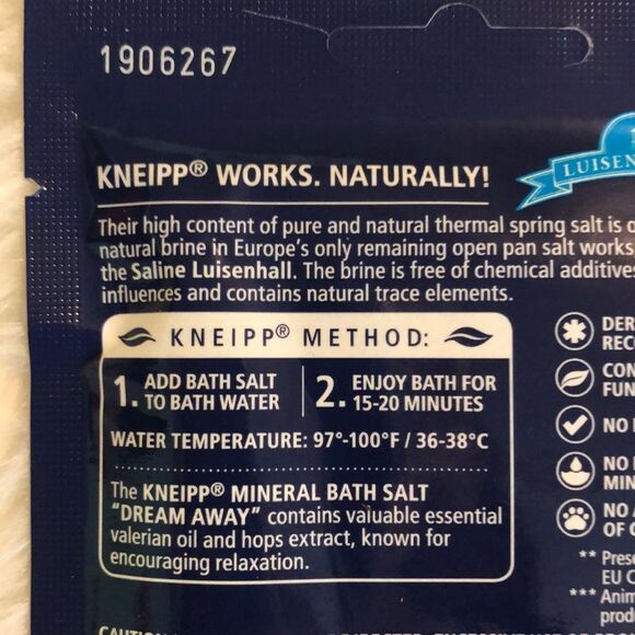 Kneipp Mineral Bath Salt Dream Away Valerian Hops 2.1 Oz New in Package - Picture 6 of 10